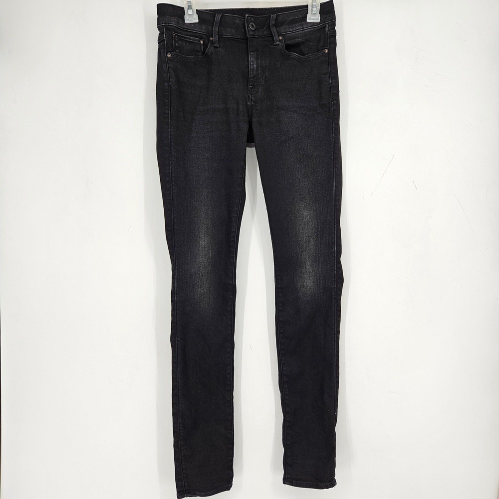 G Star Jeans 3301 Womens 28 Black Skinny Slander‎ Denim Pants Stretch Raw